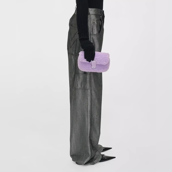 Marc Jacobs Teddy Fur The Snapshot Mini Shoulder Bag Crossbody ~NWT~ Lilac​ - Picture 3 of 7